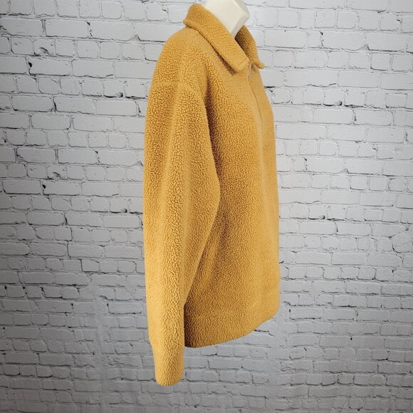 Urban Outfitters Yellow Fleece 1/4 Zip Collared Pullover Jacket Size Small S - Picture 11 of 12